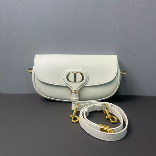Dior - Bobby Crescent Bag - Smooth cowhide leather - White with Gold-Tone Hardware - (Small)
