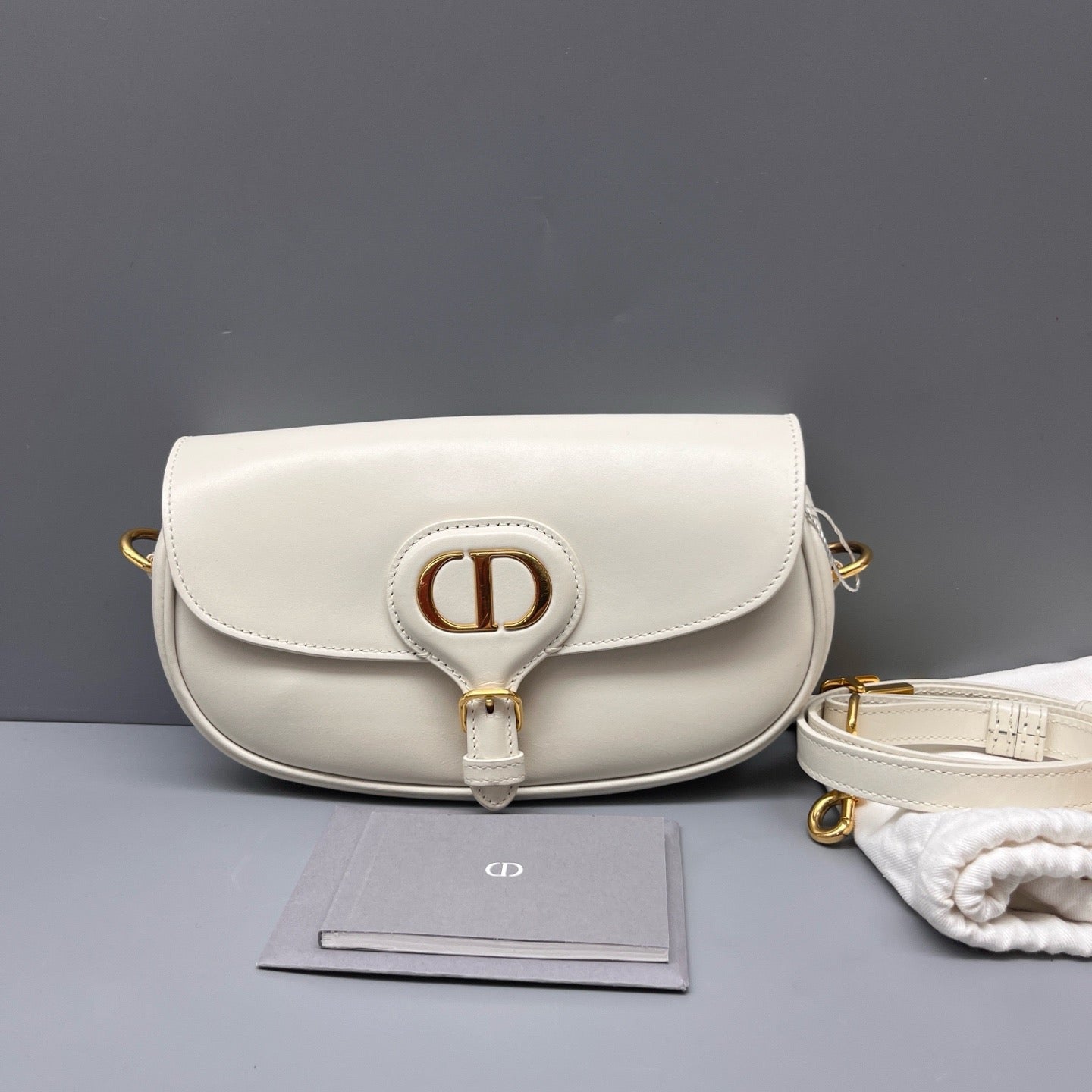 Dior - Bobby East-West Crescent Bag - Leather - White - (mini)