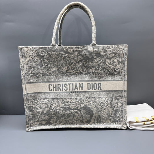 Dior - Book Tote - Cloth - Grey - (large)