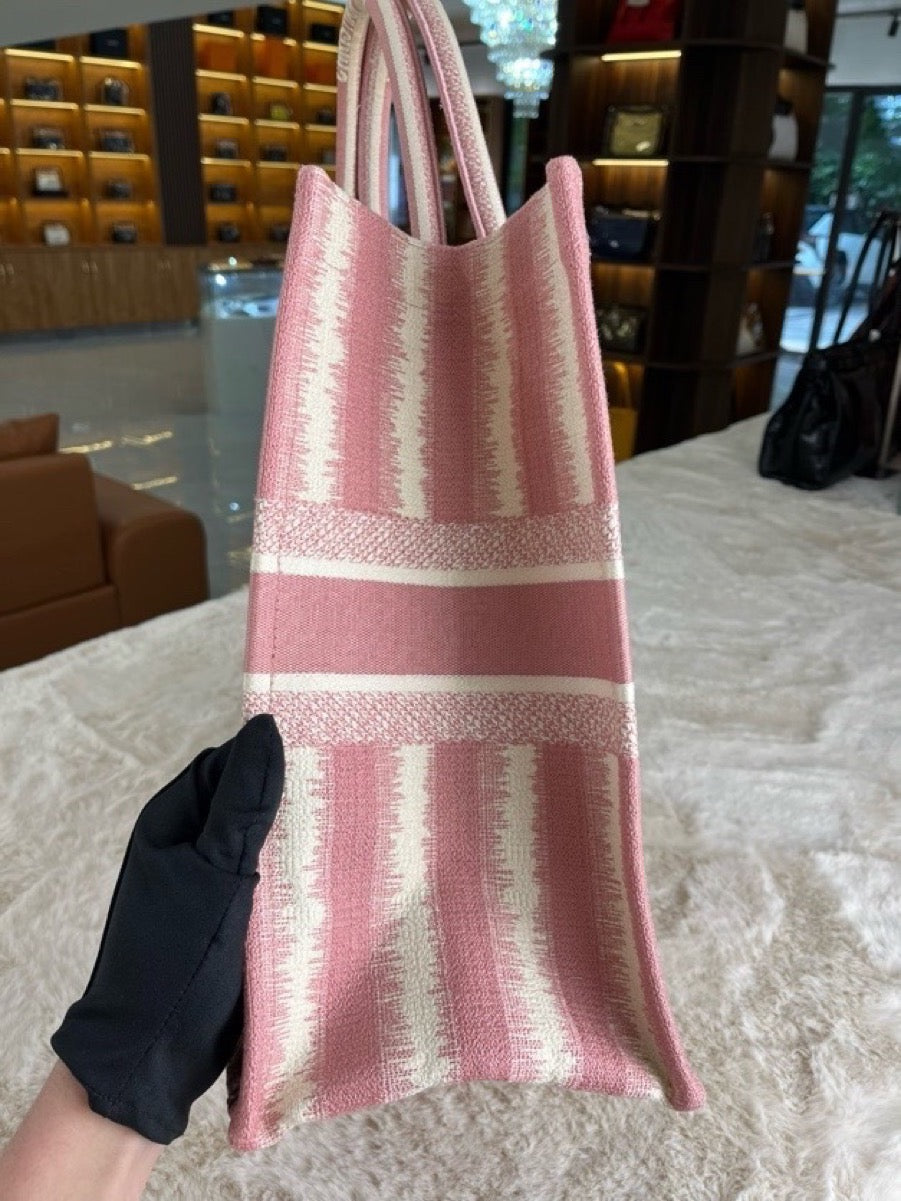 Dior - Book Tote D-Stripes - Cloth - Pink