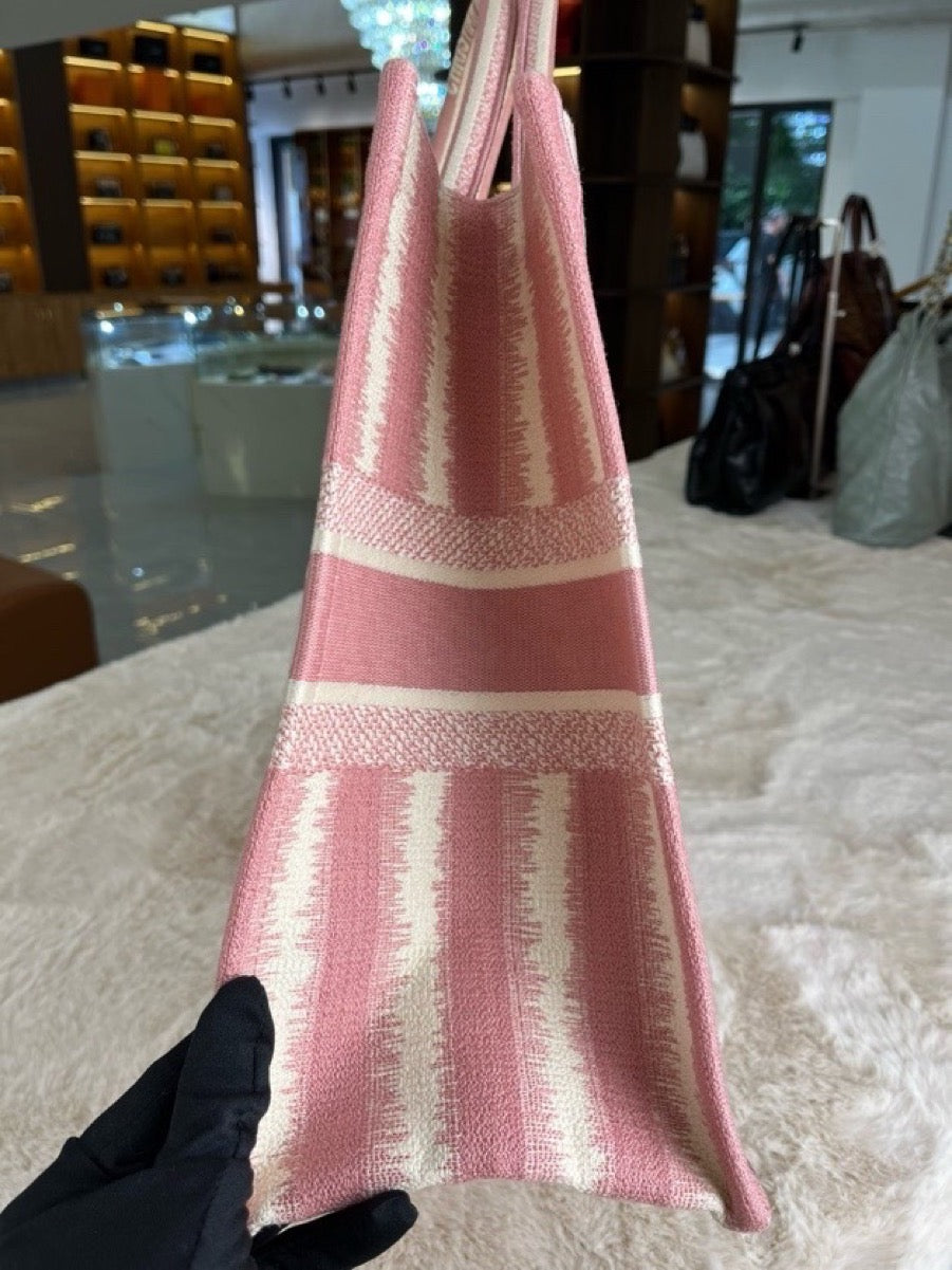 Dior - Book Tote D-Stripes - Cloth - Pink