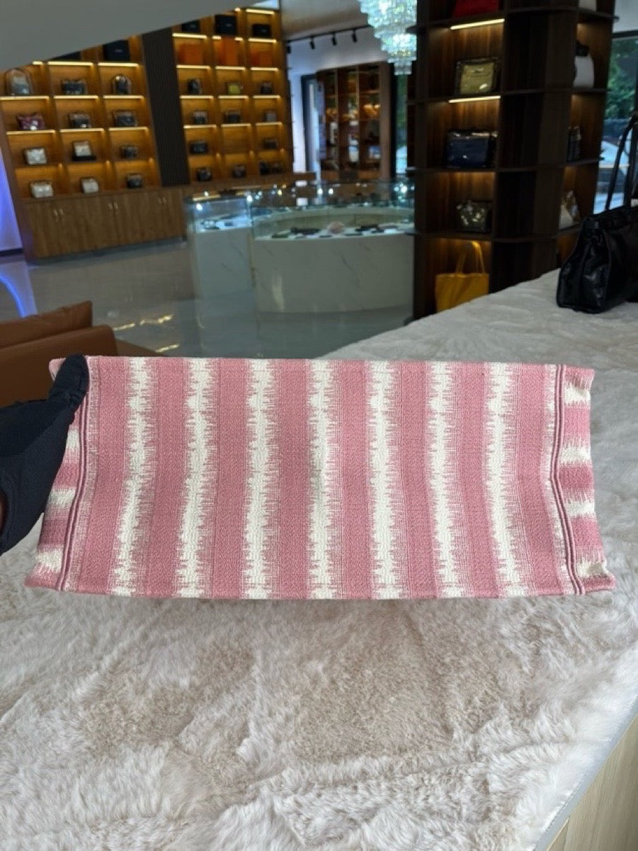 Dior - Book Tote D-Stripes - Cloth - Pink