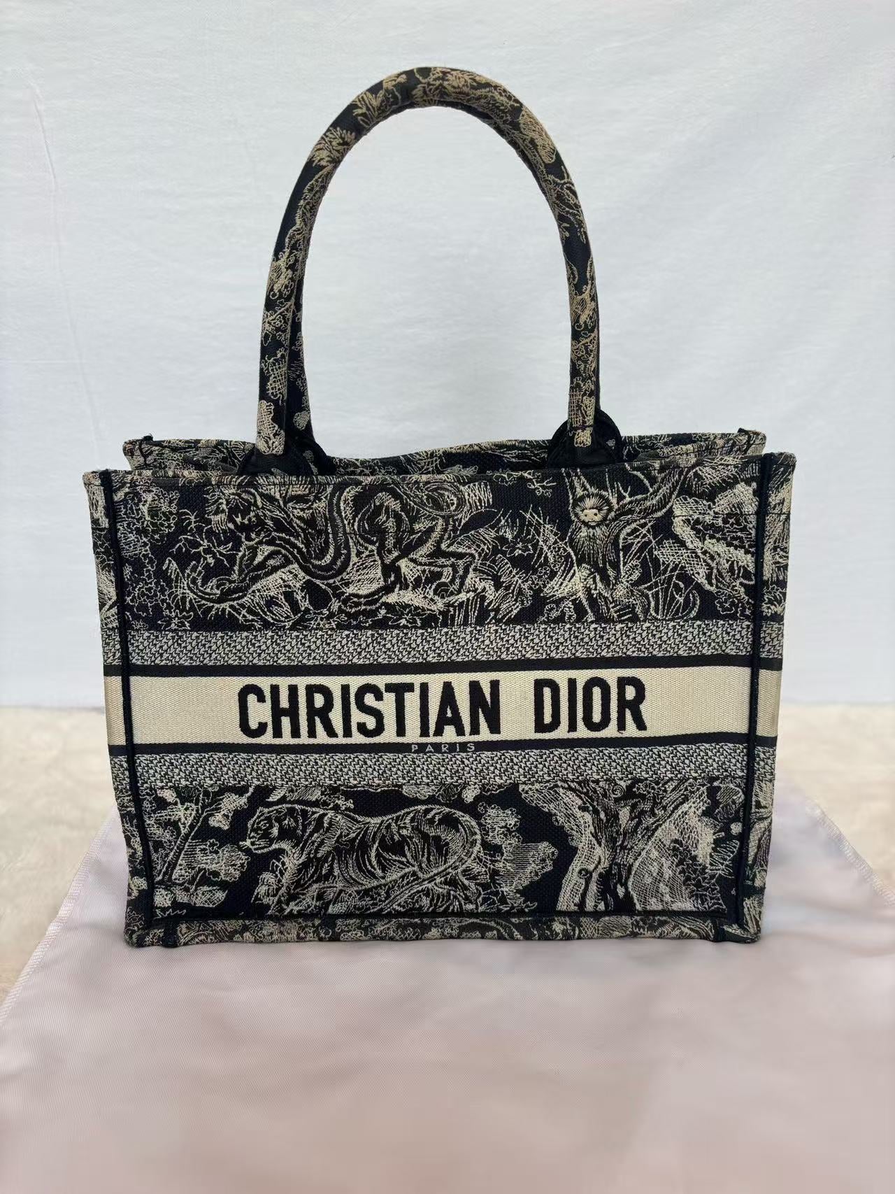 Dior - Book Tote - Embroidered canvas - Blue and Beige - (Small)