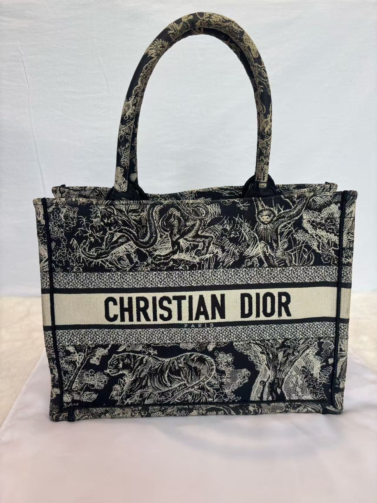 Dior - Book Tote - Embroidered canvas - Blue and Beige - (Small)
