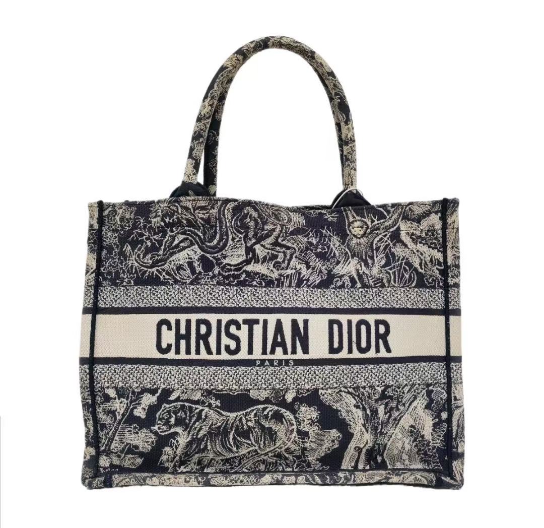 Dior - Book Tote - Embroidered canvas - Blue and Beige - (Small)