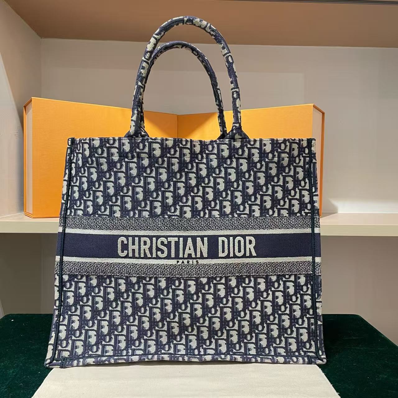 Dior - Book Tote - Embroidered canvas - Blue - (large)