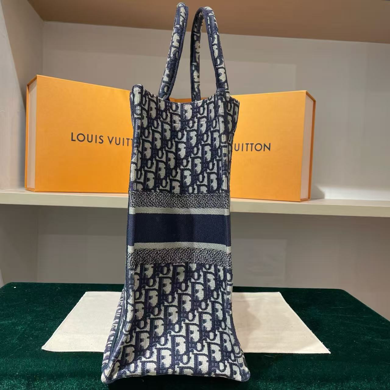 Dior - Book Tote - Embroidered canvas - Blue - (large)