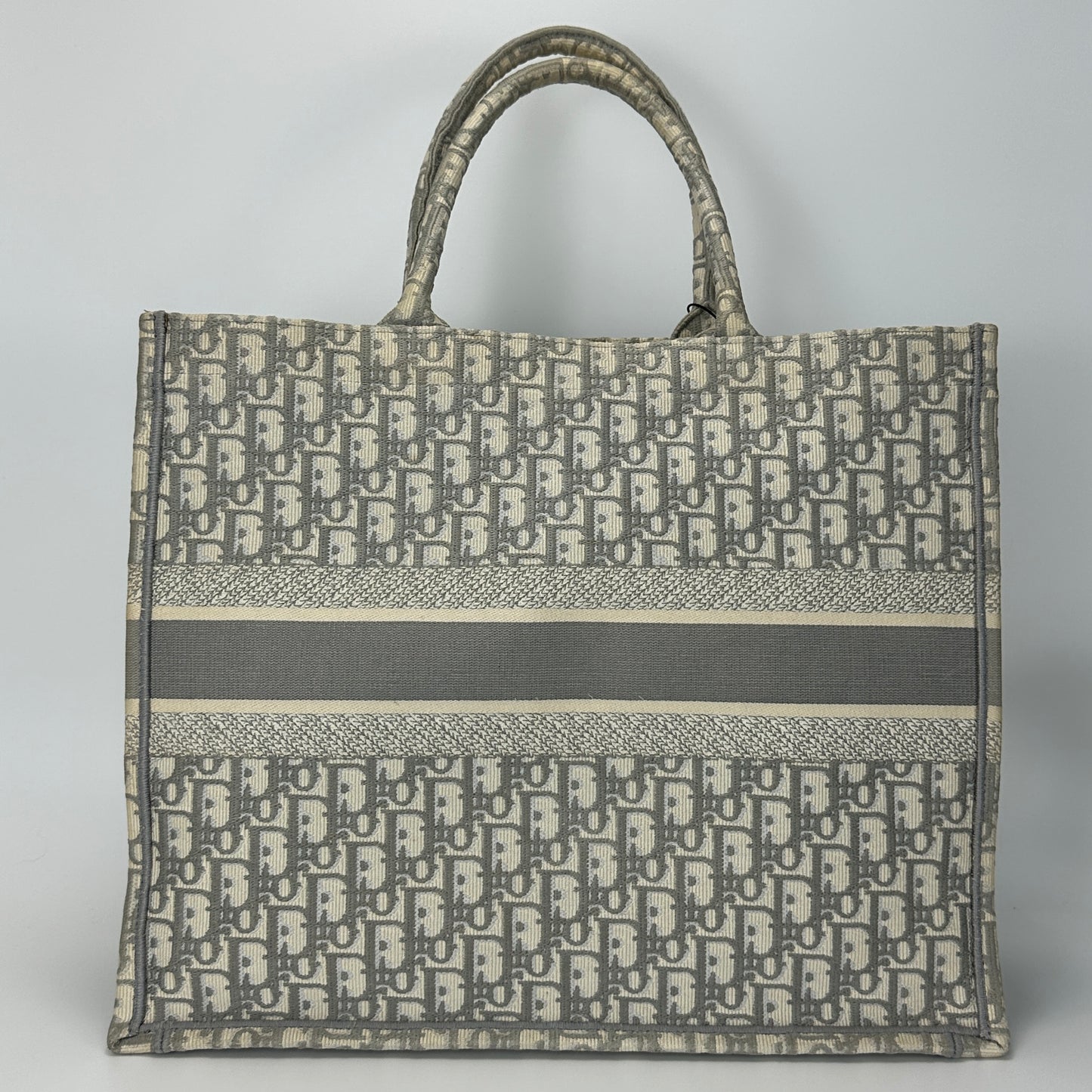 Dior - Book Tote - Embroidered canvas - Grey - (large)
