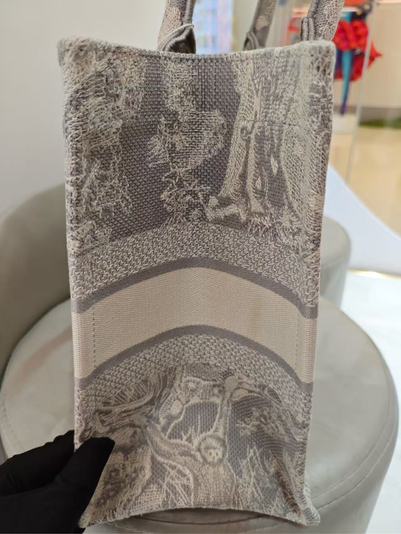Dior - Book Tote - Embroidered canvas - Ivory Grey - (Medium)