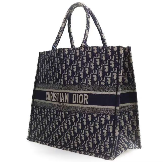Dior - Book Tote - Embroidered canvas - Navy and Beige - (Large)
