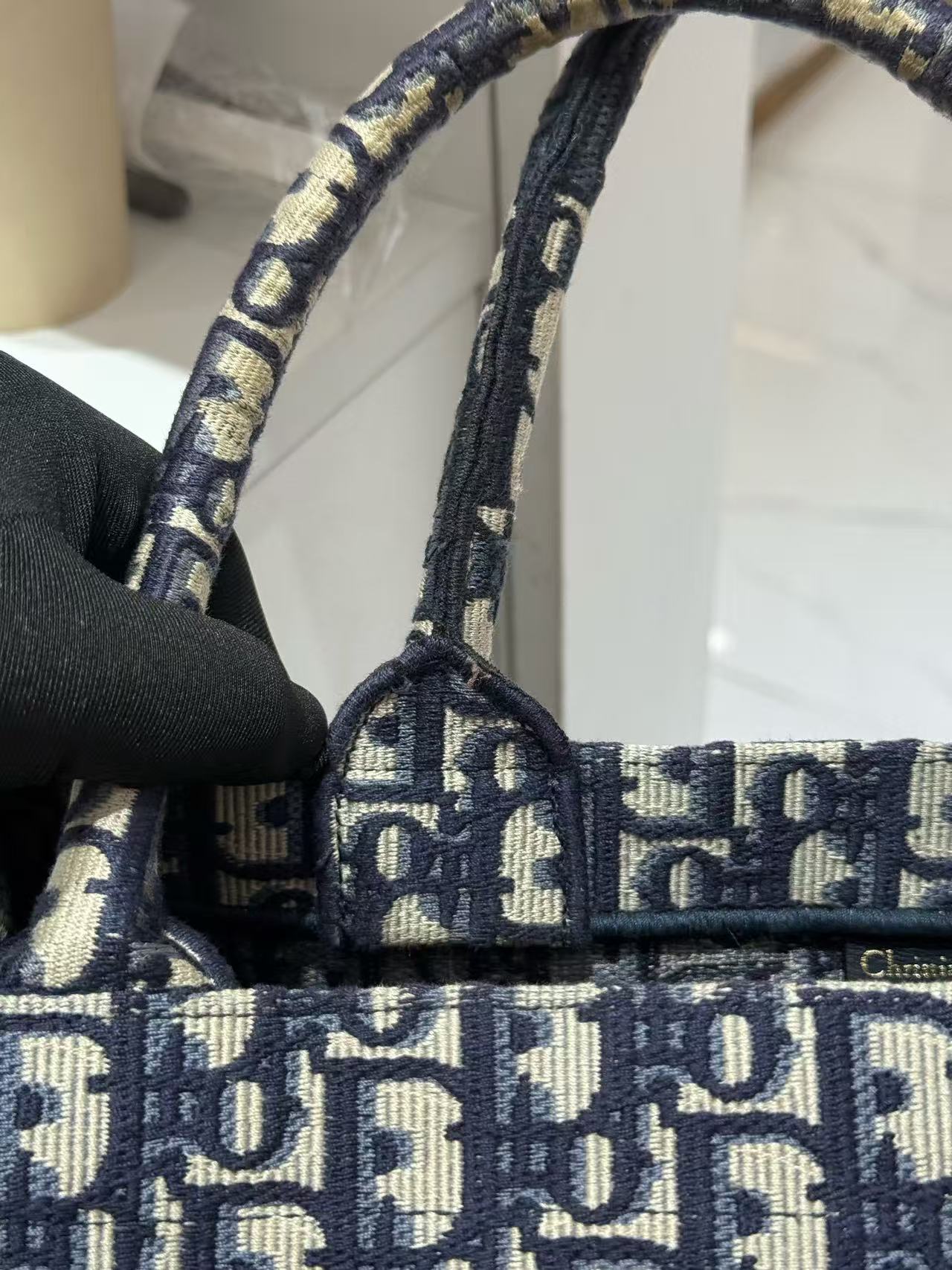 Dior - Book Tote - Embroidered canvas - Navy Blue and Beige - (Medium)