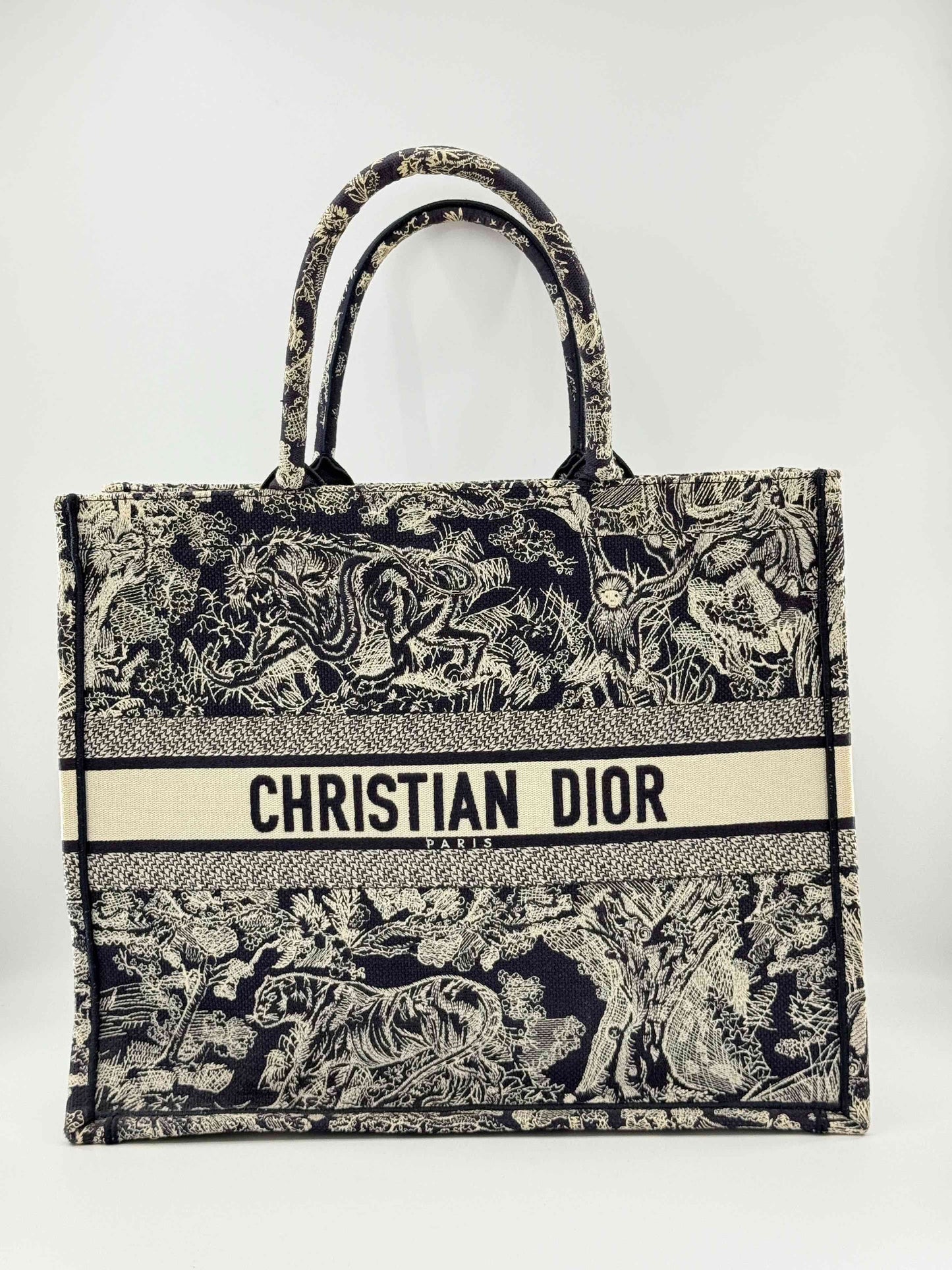 Dior - Book Tote - Embroidered canvas - Navy - (Large)