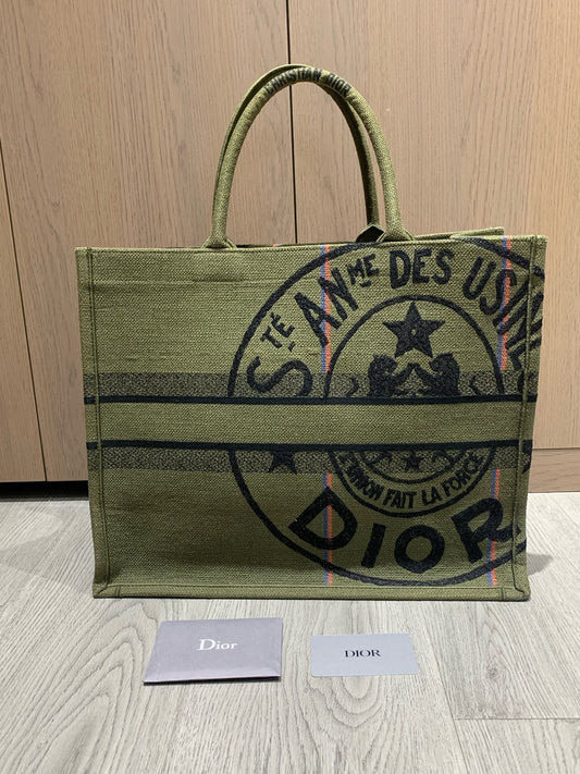 Dior - Book Tote Large - Cloth - Green - (large)