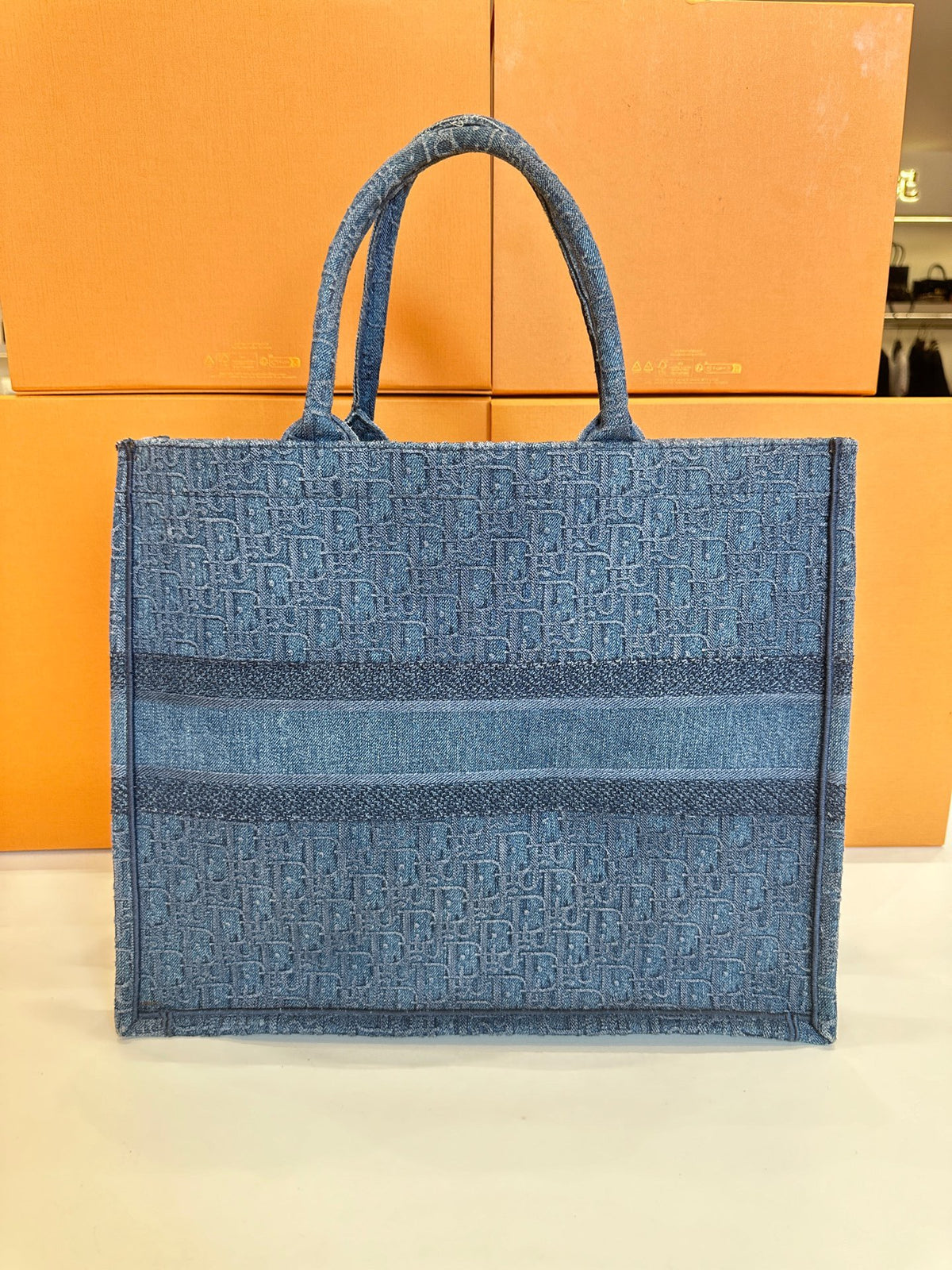Dior - Book Tote Large - Denim - Jeans - Blue - (large)
