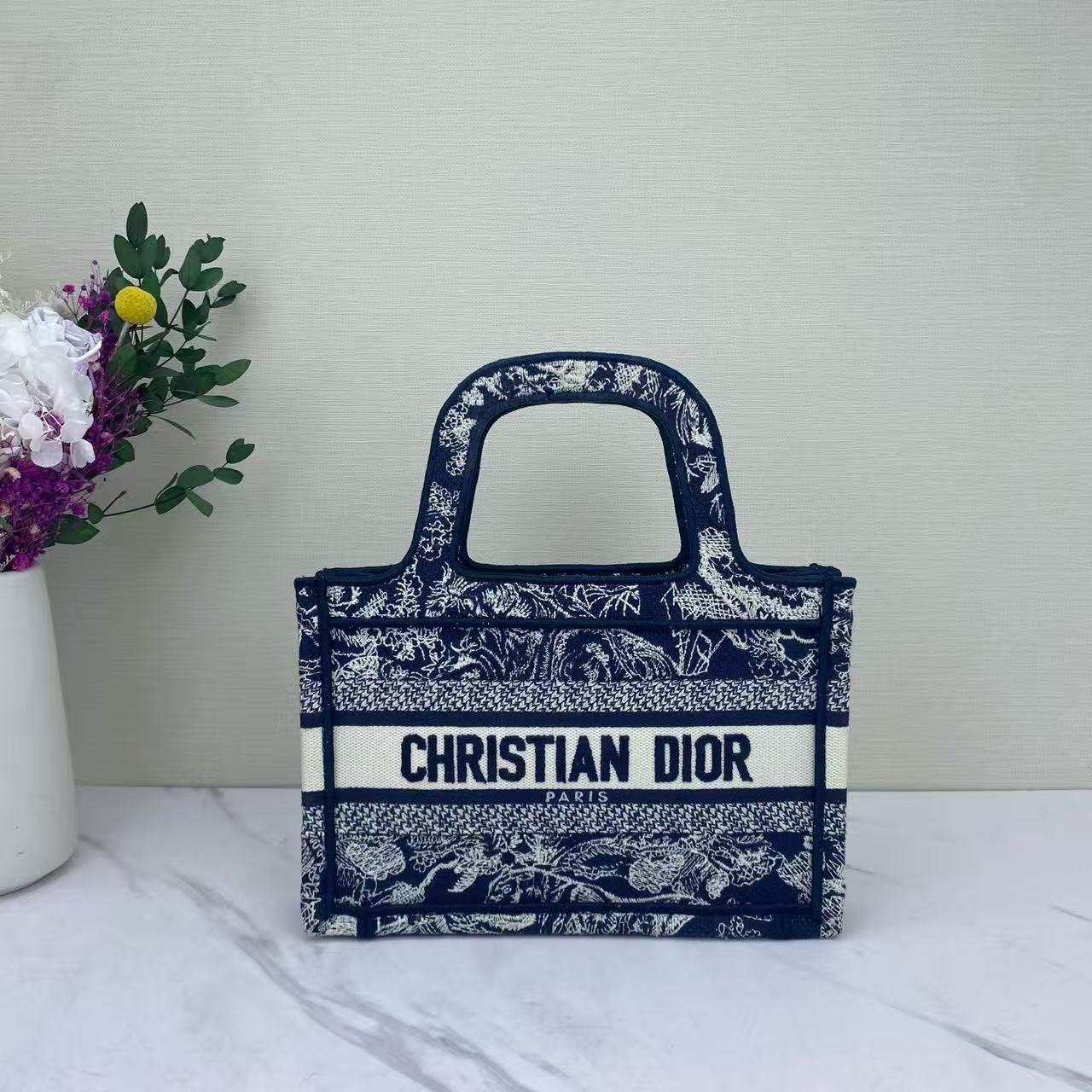 Dior - Book Tote Mini - Jacquard canvas - Navy - (mini)