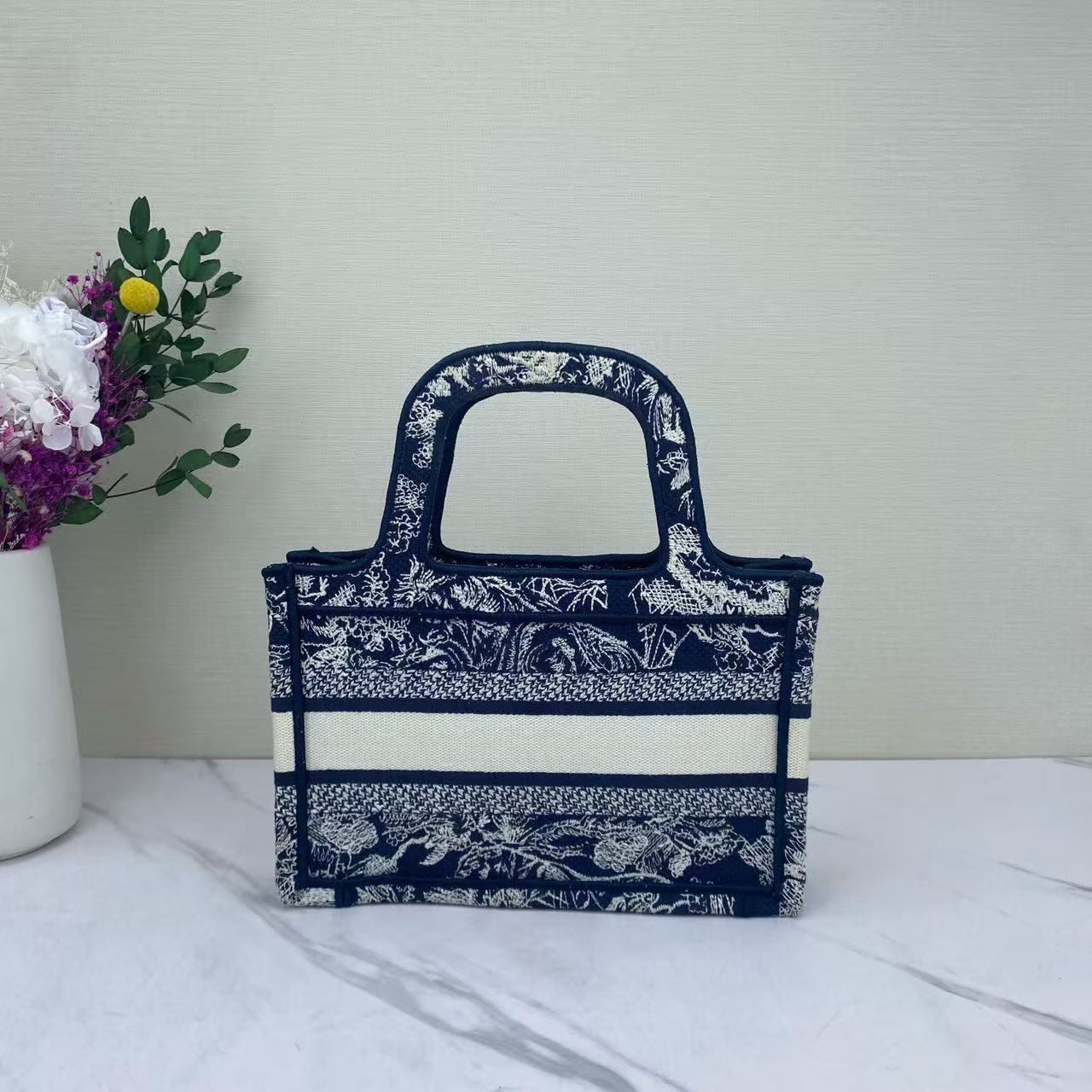 Dior - Book Tote Mini - Jacquard canvas - Navy - (mini)