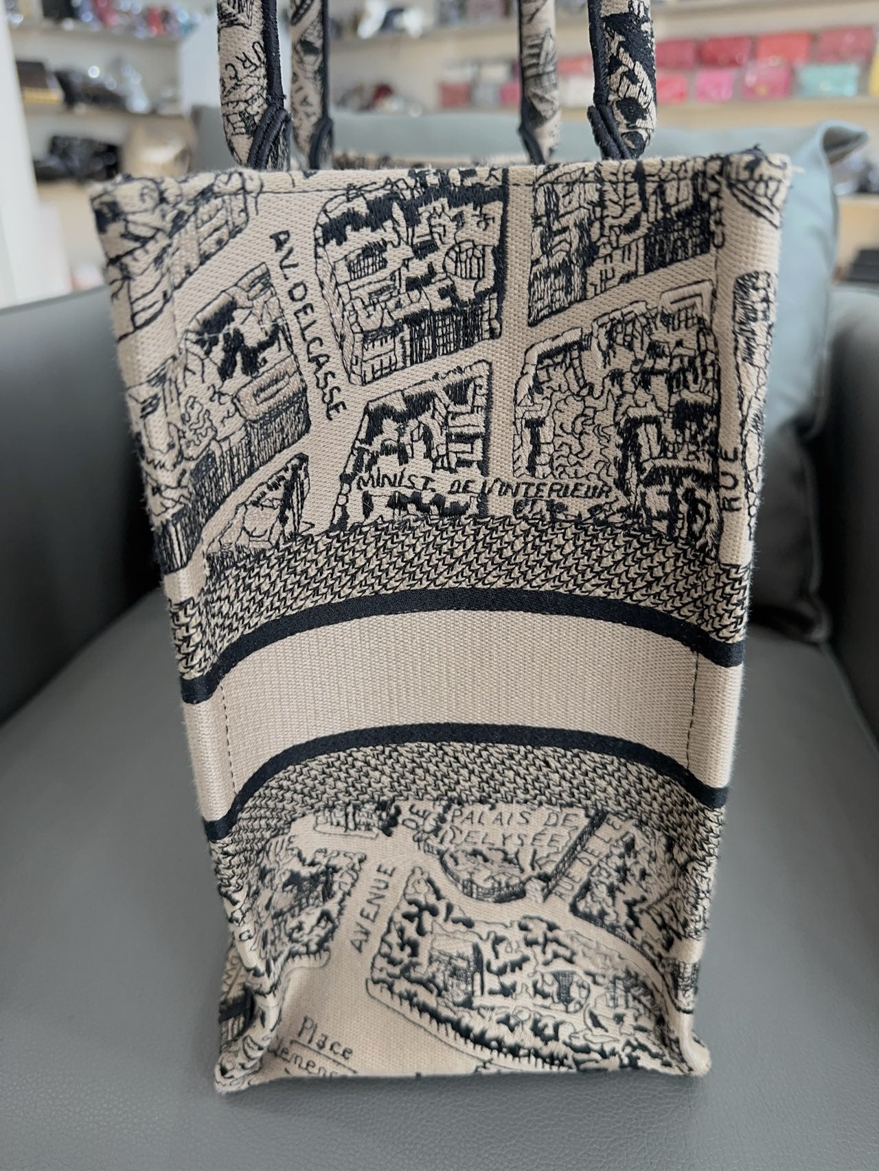 Dior - Book Tote Paris Map - Canvas - Beige with Black print - (medium)