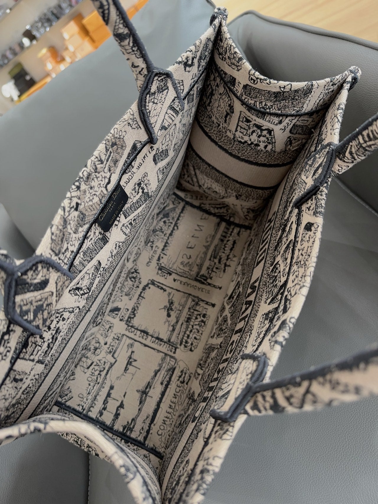 Dior - Book Tote Paris Map - Canvas - Beige with Black print - (medium)