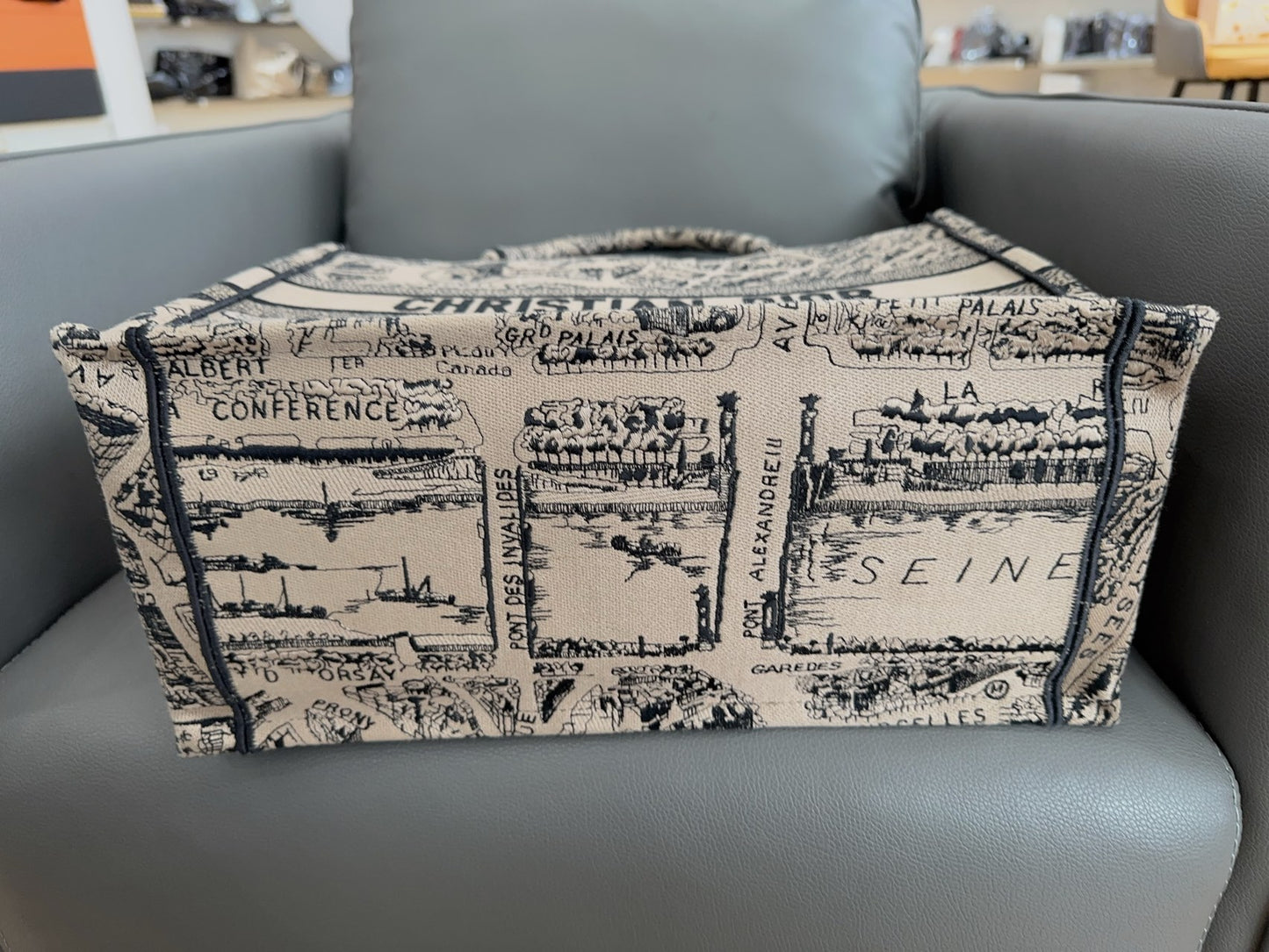 Dior - Book Tote Paris Map - Canvas - Beige with Black print - (medium)