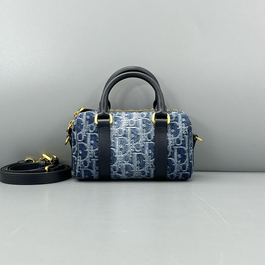 Dior - Boston Bag - Denim with leather trim - Blue - (mini)