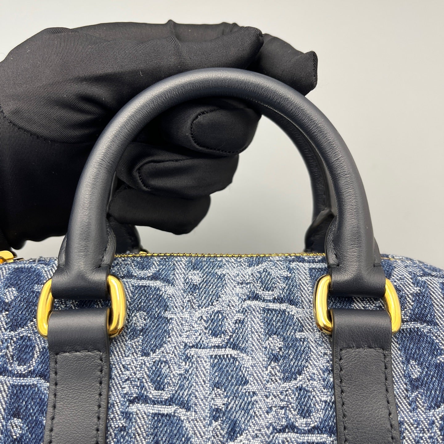Dior - Boston Bag - Denim with leather trim - Blue - (mini)