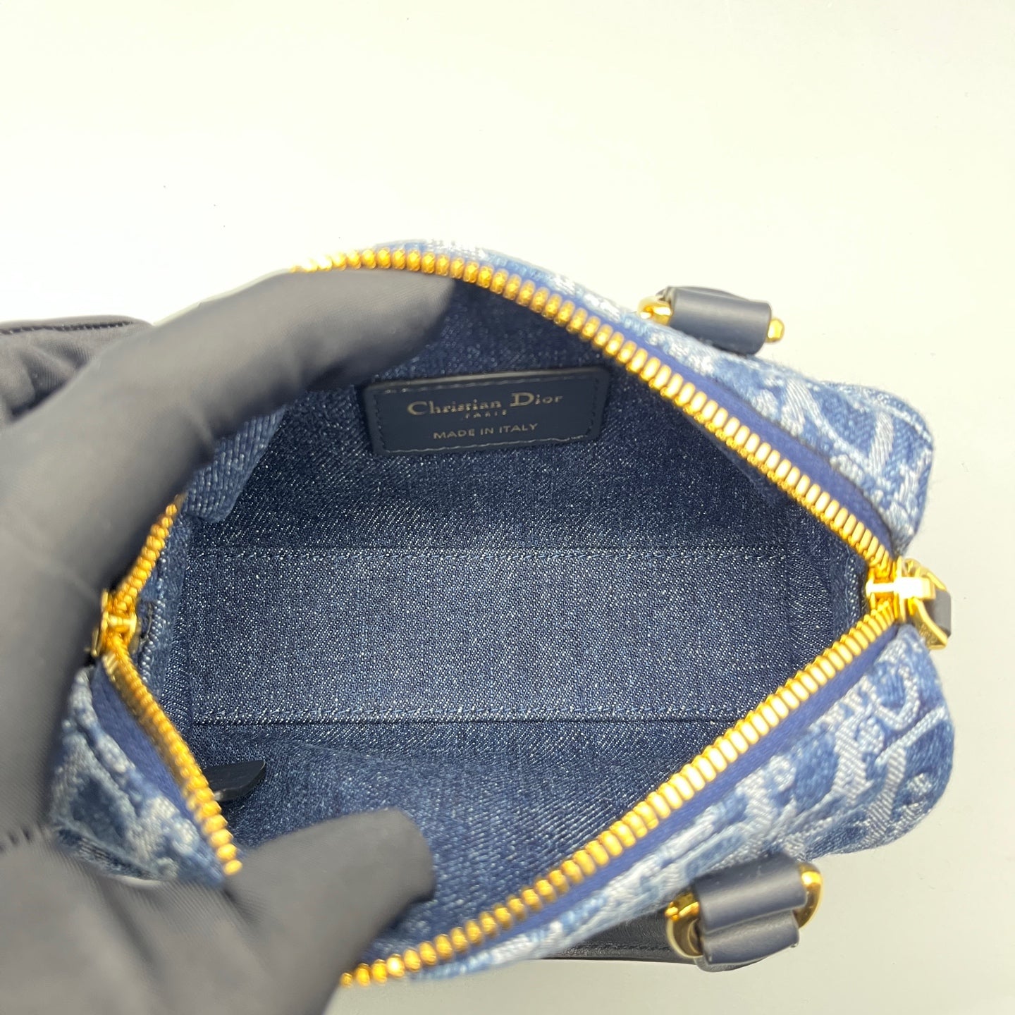 Dior - Boston Bag - Denim with leather trim - Blue - (mini)