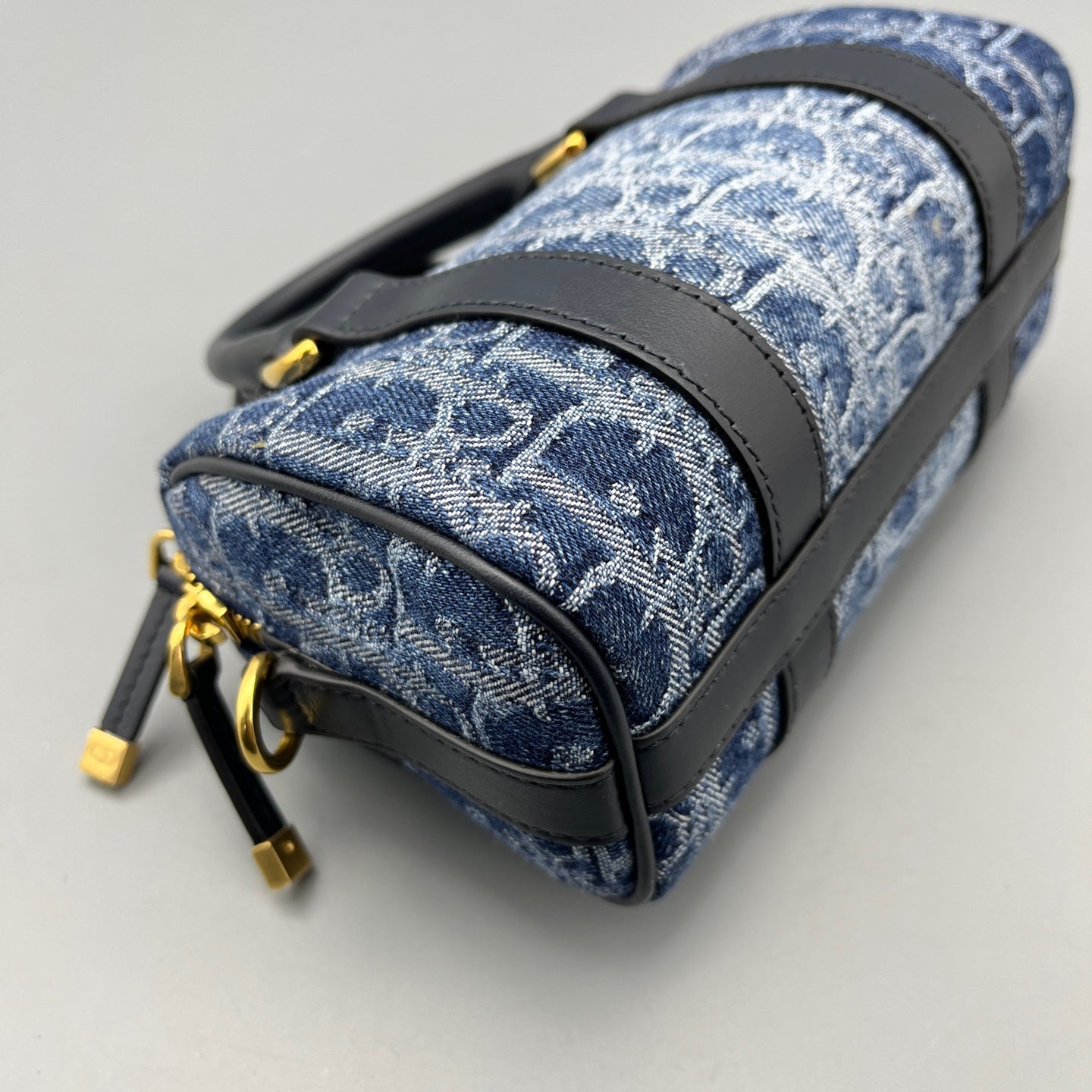 Dior - Boston Bag - Denim with leather trim - Blue - (mini)