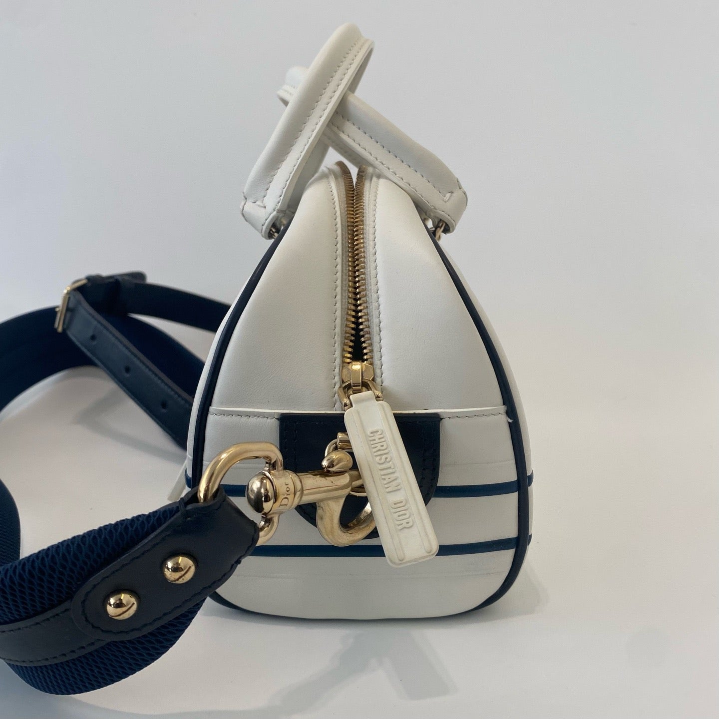 Dior - Bowling bag - Leather - White with Navy Accents - (Small)