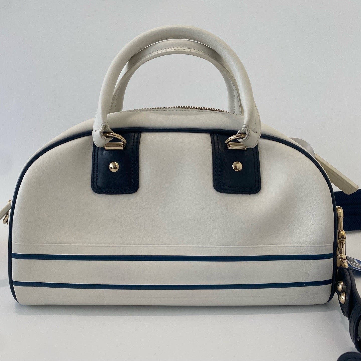 Dior - Bowling bag - Leather - White with Navy Accents - (Small)