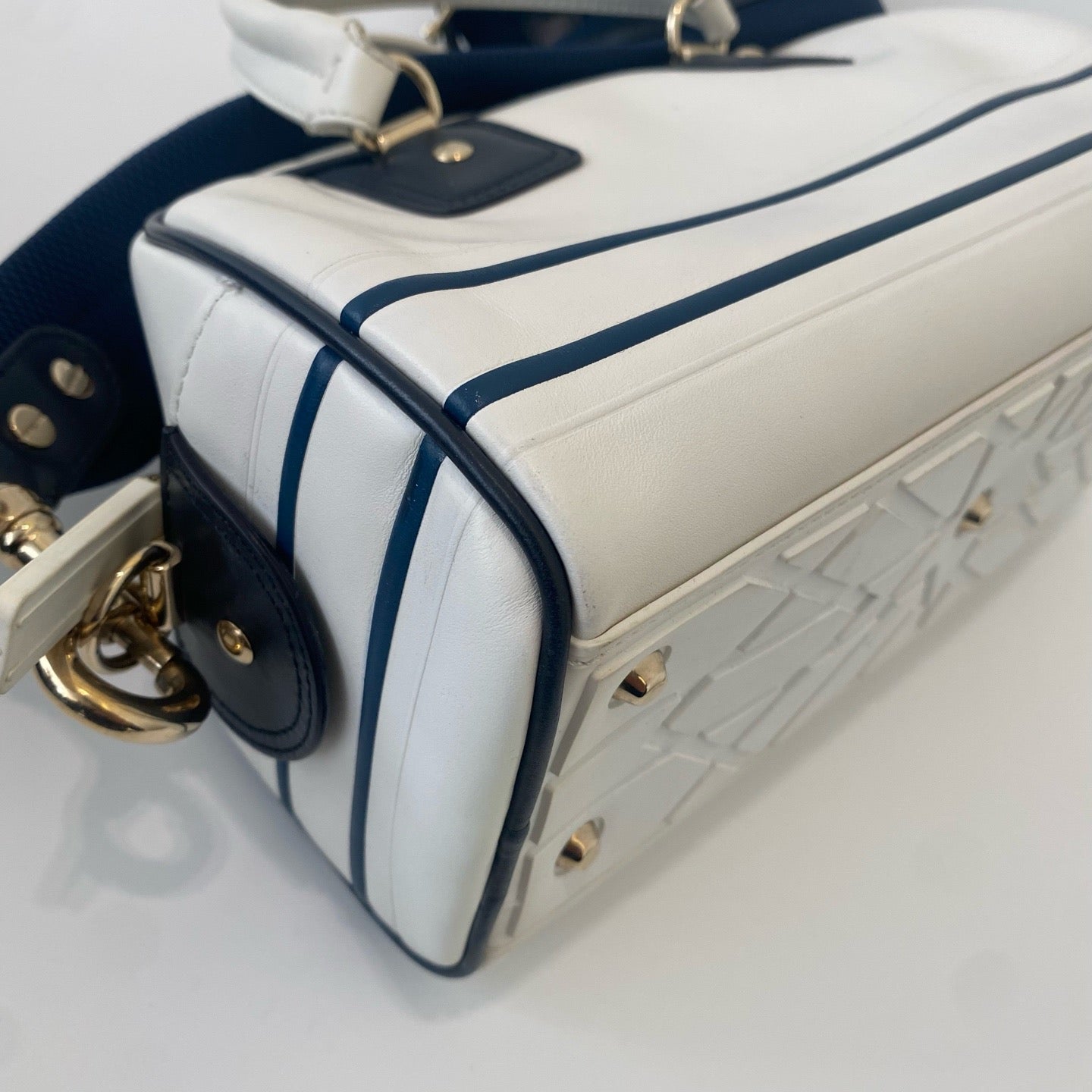 Dior - Bowling bag - Leather - White with Navy Accents - (Small)