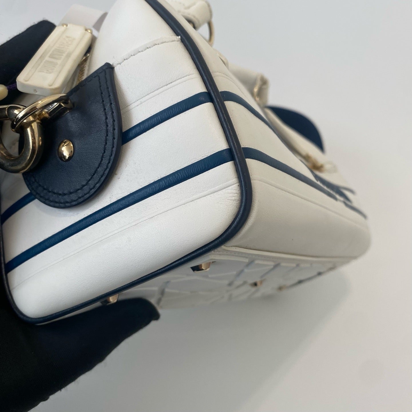 Dior - Bowling bag - Leather - White with Navy Accents - (Small)