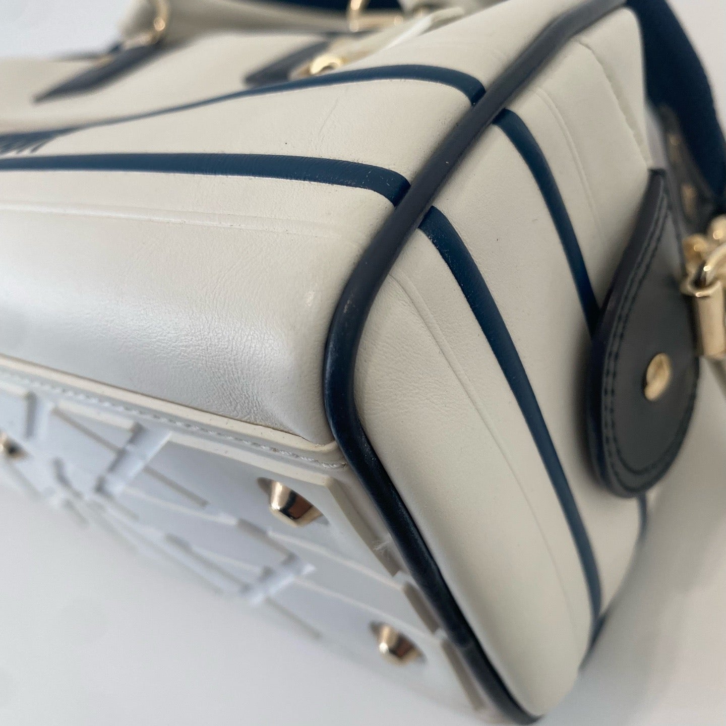 Dior - Bowling bag - Leather - White with Navy Accents - (Small)