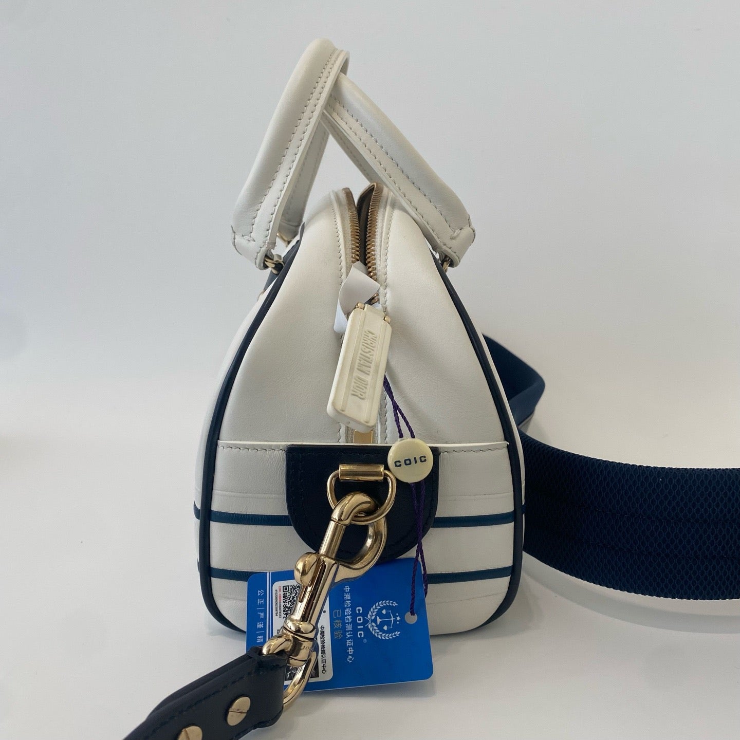 Dior - Bowling bag - Leather - White with Navy Accents - (Small)