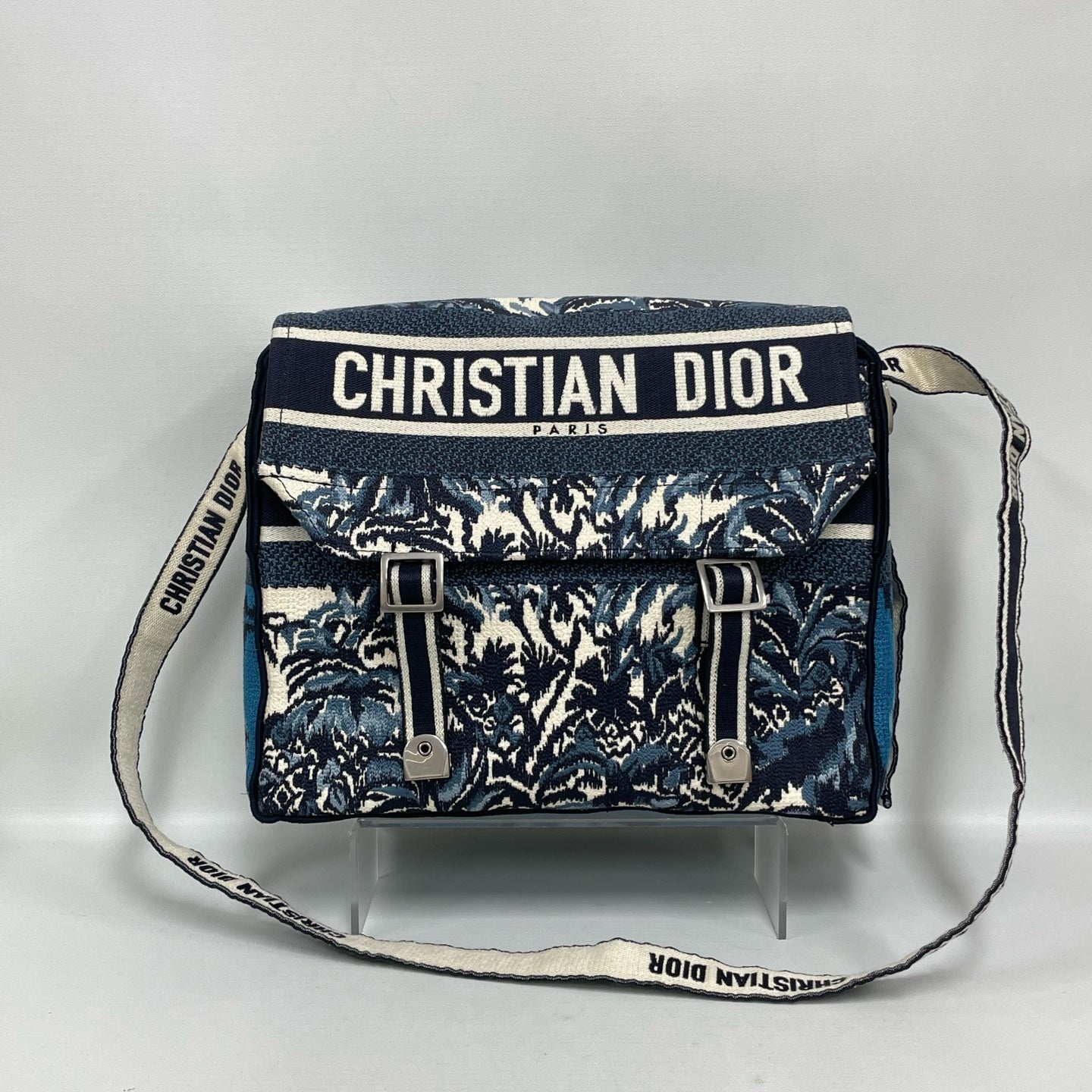 Dior - Camp Messenger Bag - Embroidered canvas - Blue - (medium)