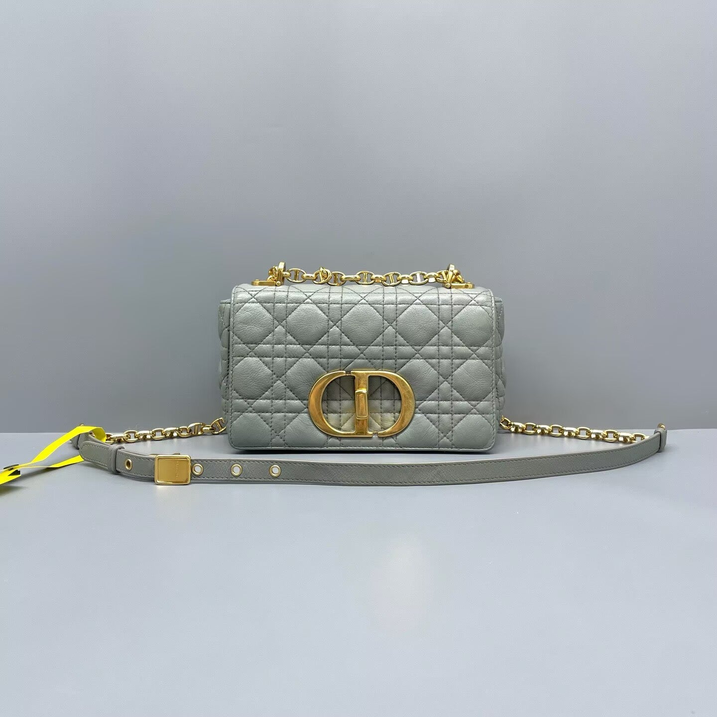 Dior - Caro - Calfskin leather - Muted blue-grey with Gold-Tone Hardware - (mini)
