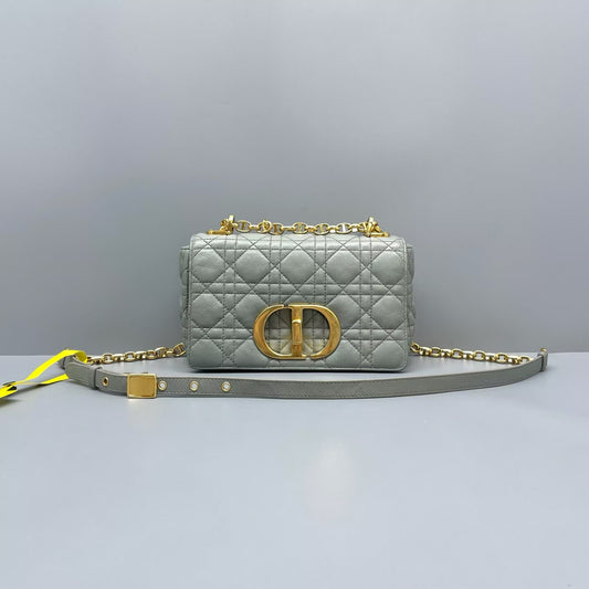 Dior - Caro - Calfskin leather - Muted blue-grey with Gold-Tone Hardware - (mini)