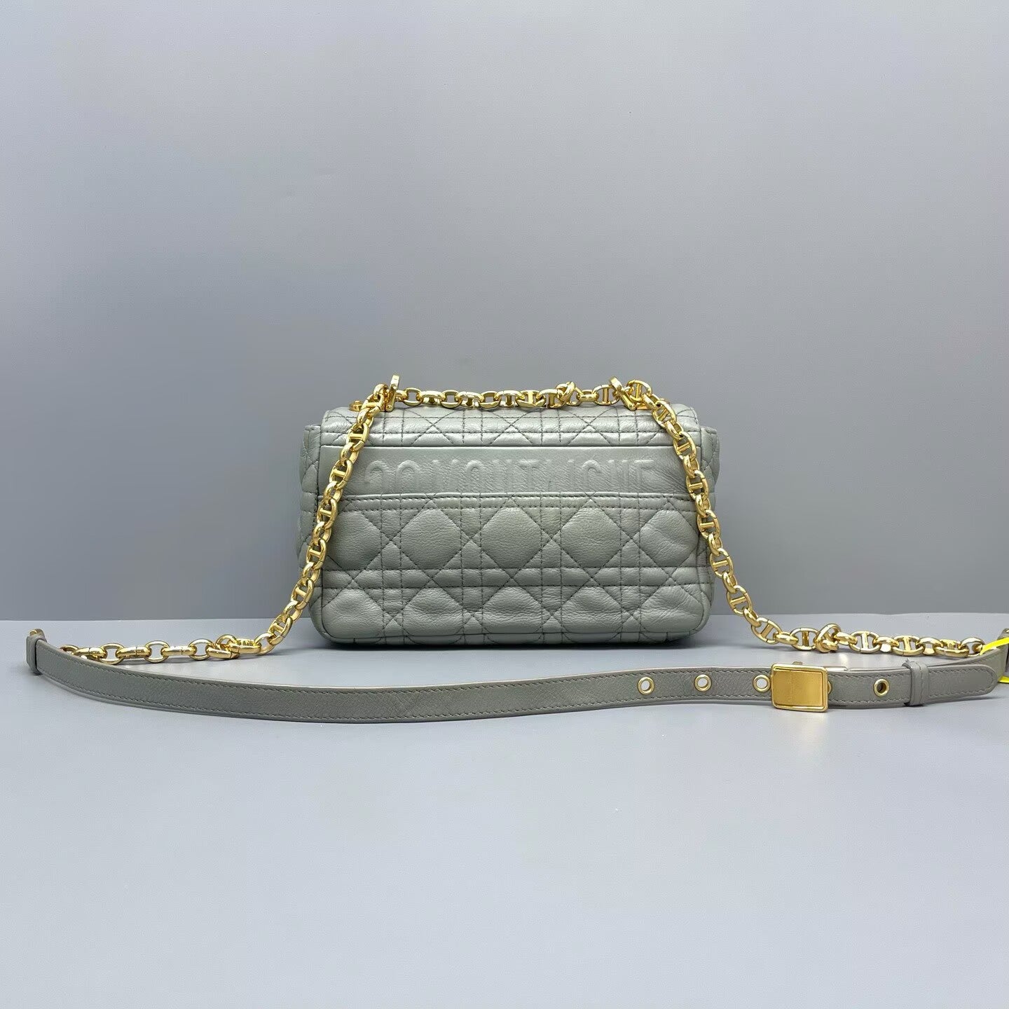 Dior - Caro - Calfskin leather - Muted blue-grey with Gold-Tone Hardware - (mini)