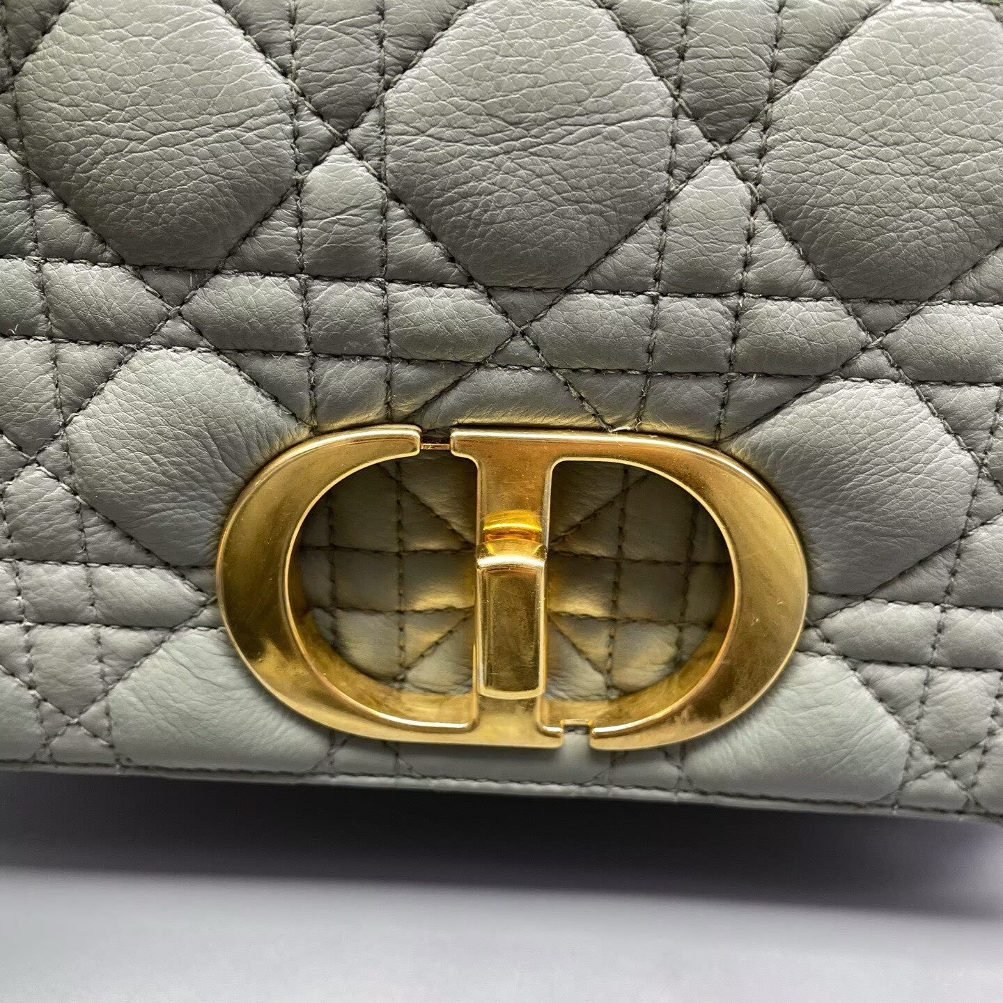 Dior - Caro - Calfskin leather - Muted blue-grey with Gold-Tone Hardware - (mini)