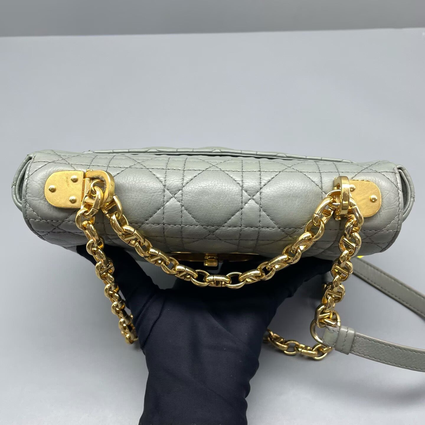 Dior - Caro - Calfskin leather - Muted blue-grey with Gold-Tone Hardware - (mini)