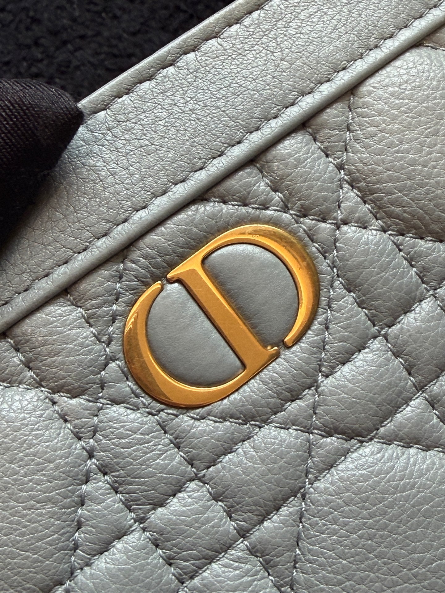 Dior - Caro Chain Pouch - Grained calfskin leather - Cloud Mist Blue with Gold-Tone Hardware - (mini)