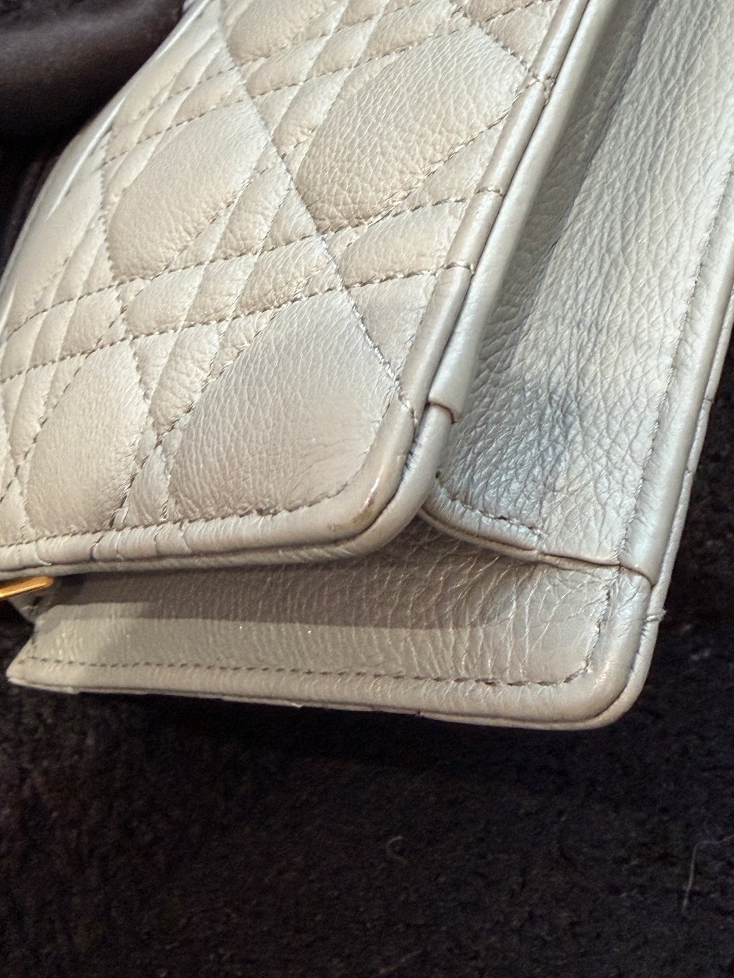 Dior - Caro Chain Pouch - Grained calfskin leather - Cloud Mist Blue with Gold-Tone Hardware - (mini)