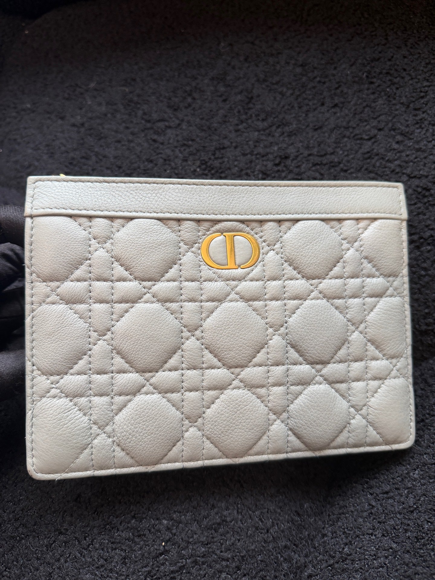 Dior - Caro Chain Pouch - Grained calfskin leather - Cloud Mist Blue with Gold-Tone Hardware - (mini)