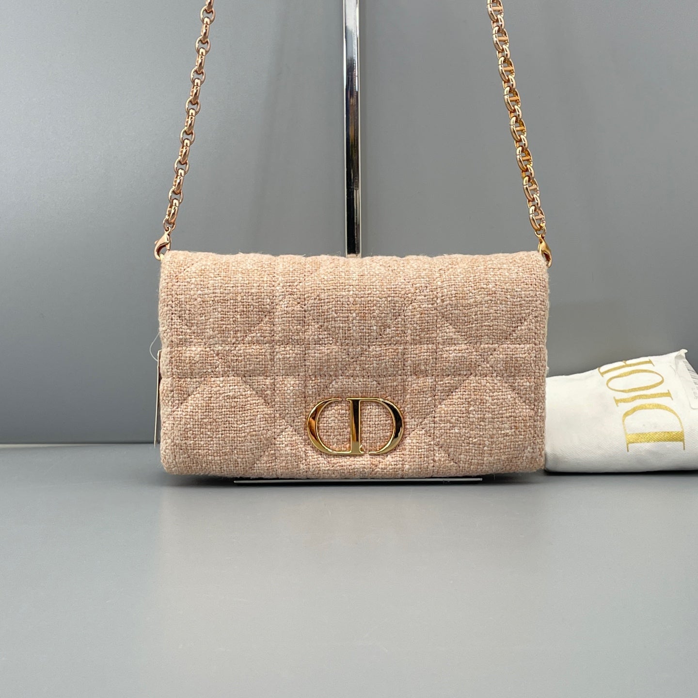 Dior - Caro Mini Chain Bag - Linen - Pink - (mini)