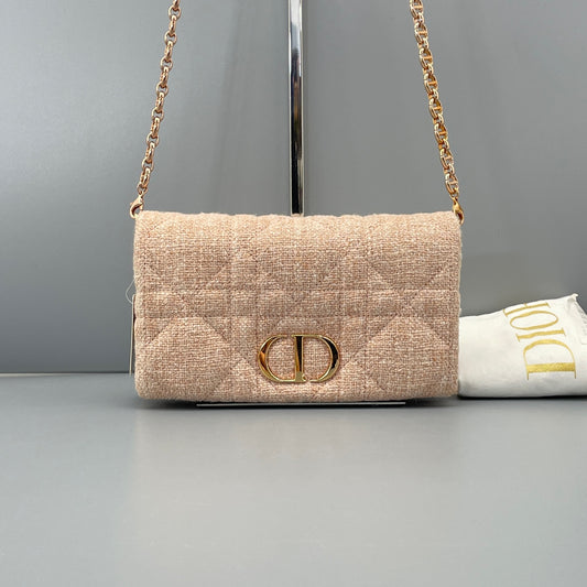 Dior - Caro Mini Chain Bag - Linen - Pink - (mini)