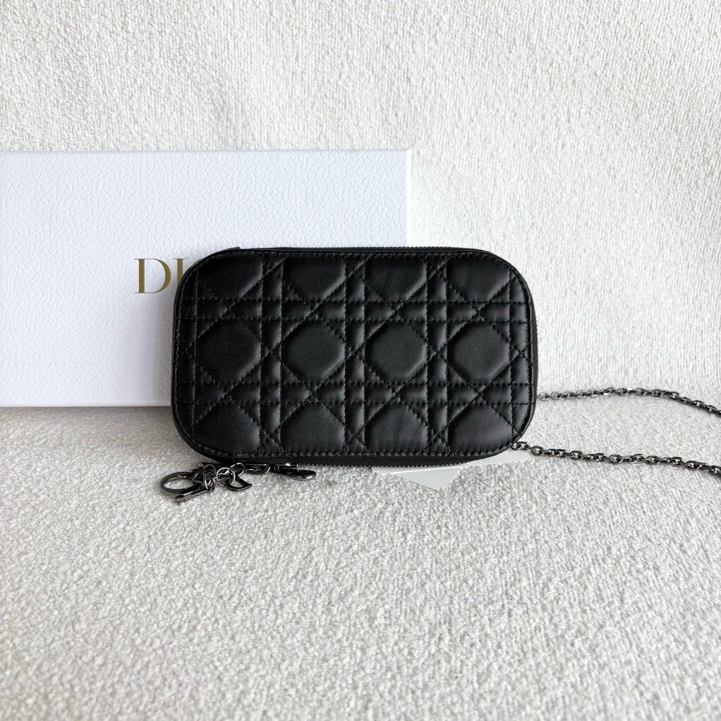 Dior - Caro Phone Pouch - Lambskin leather - Black - (mini)