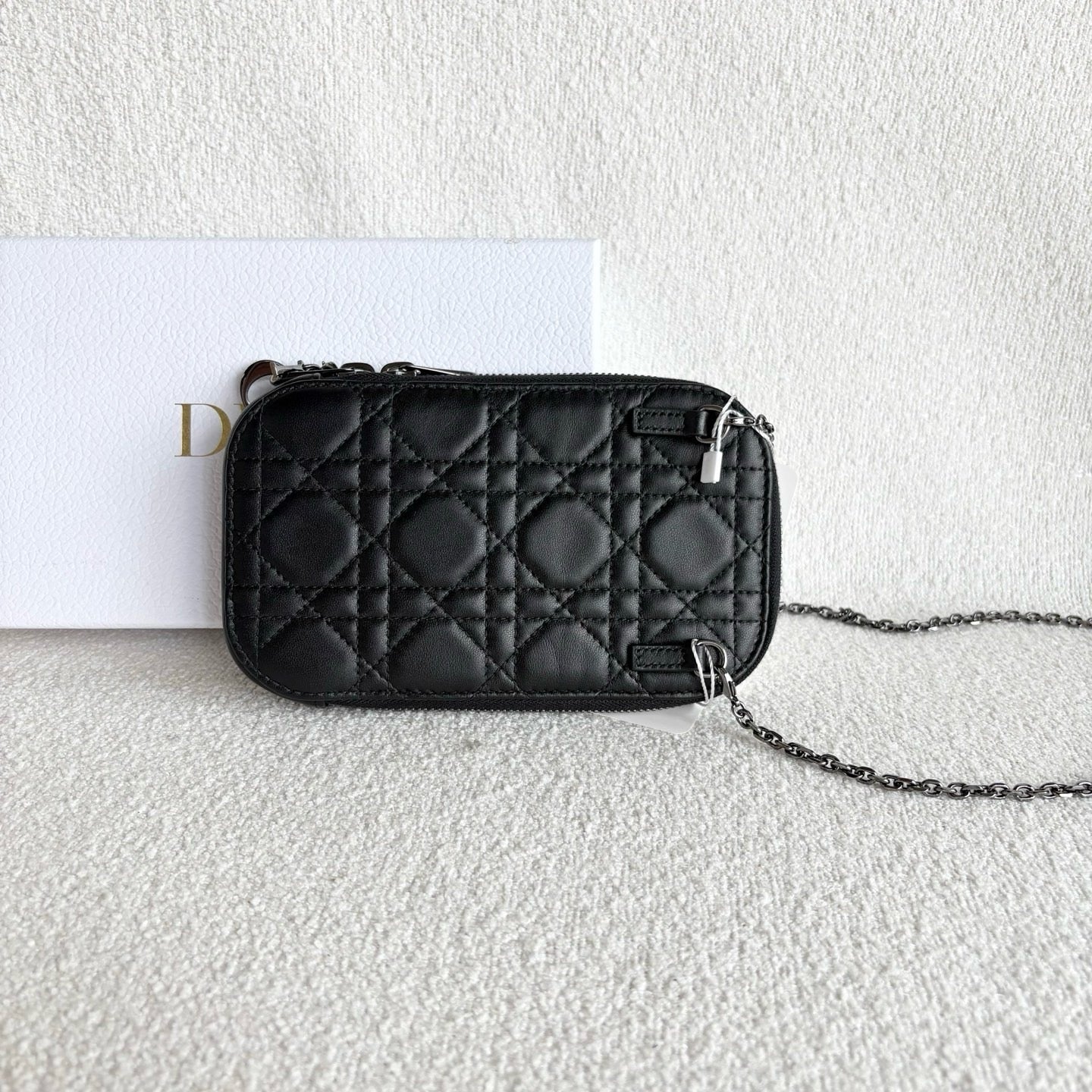 Dior - Caro Phone Pouch - Lambskin leather - Black - (mini)