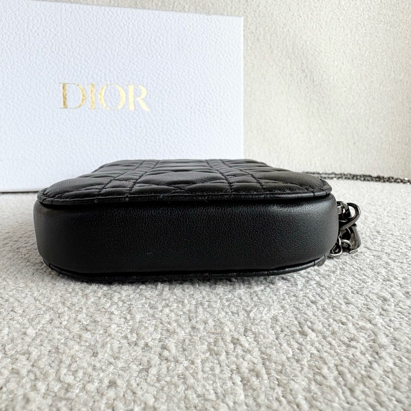 Dior - Caro Phone Pouch - Lambskin leather - Black - (mini)