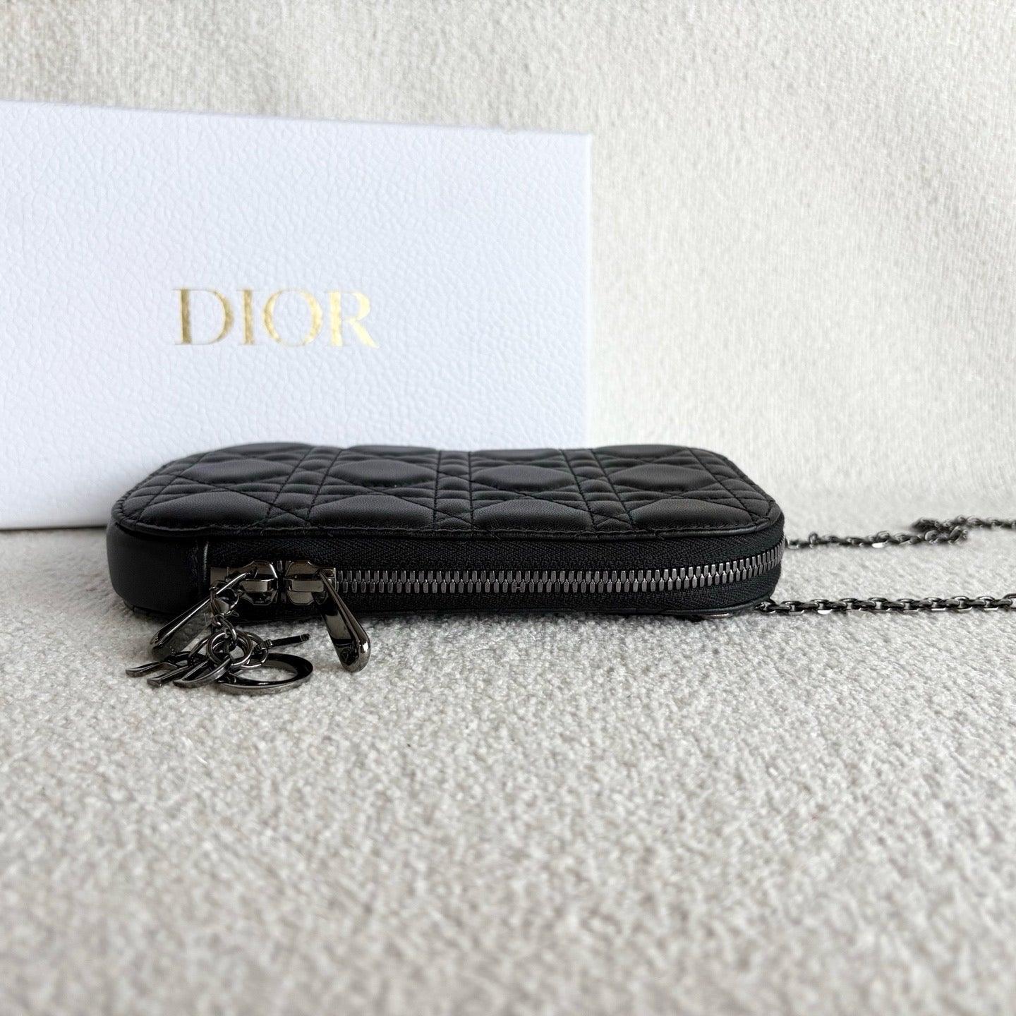 Dior - Caro Phone Pouch - Lambskin leather - Black - (mini)