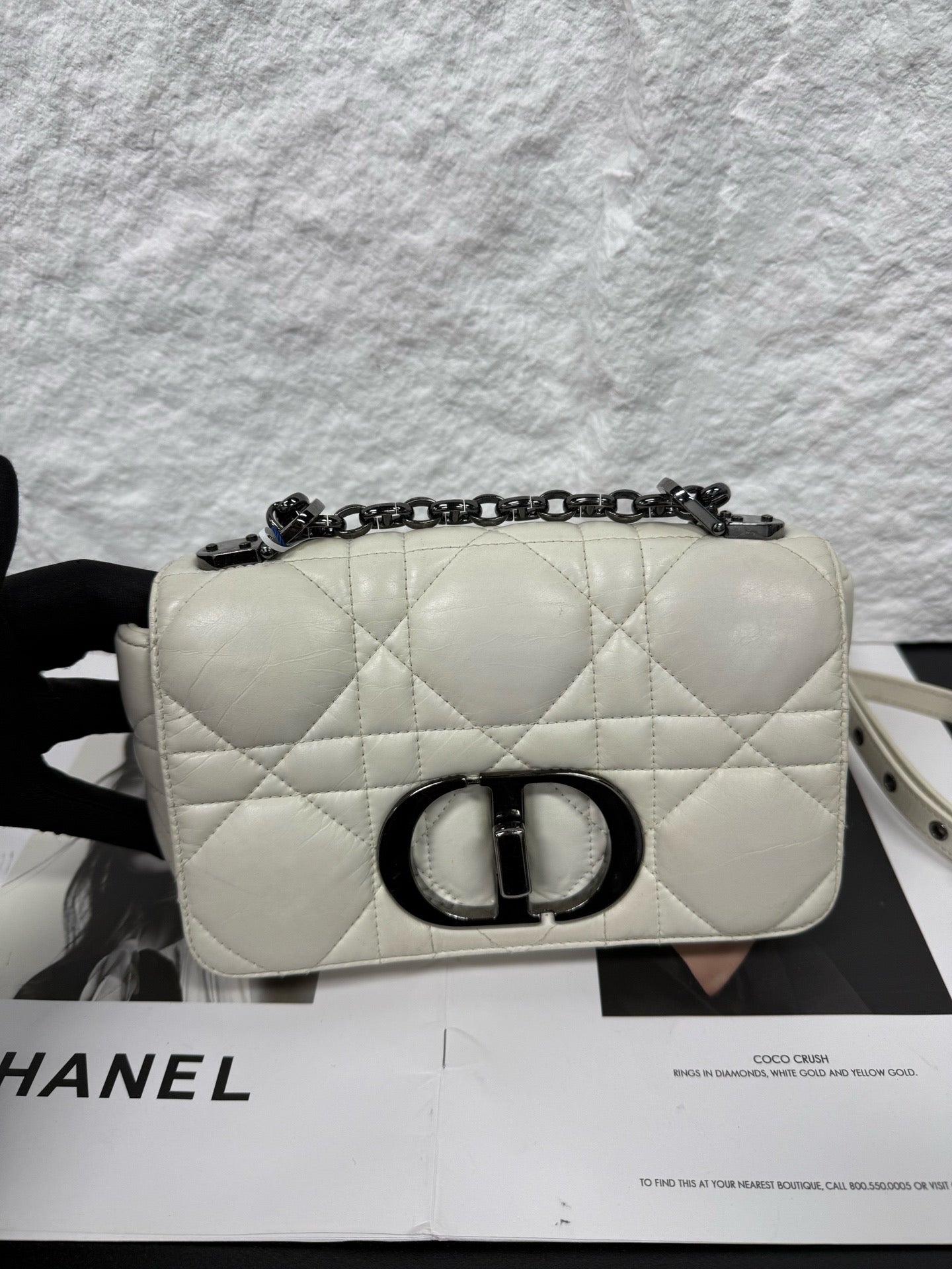 Dior - Caro Small Bag - Lambskin leather - White - (small)