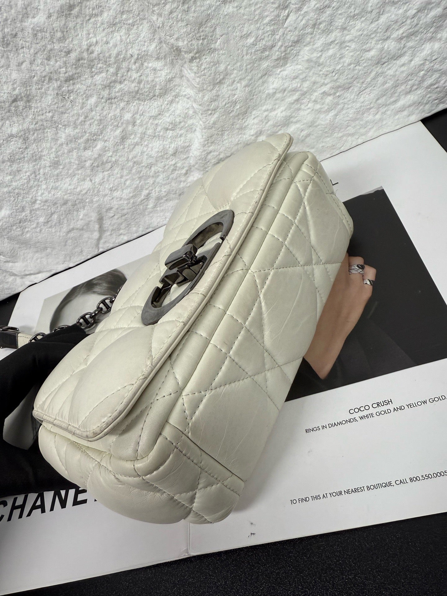 Dior - Caro Small Bag - Lambskin leather - White - (small)